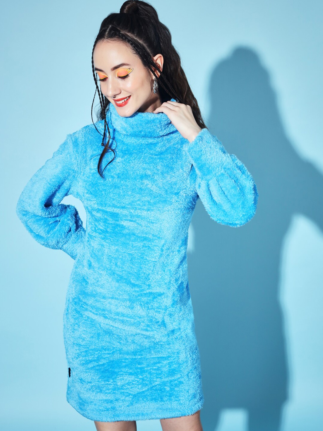 

The Dry State Blue Mock Neck T-shirt Dress