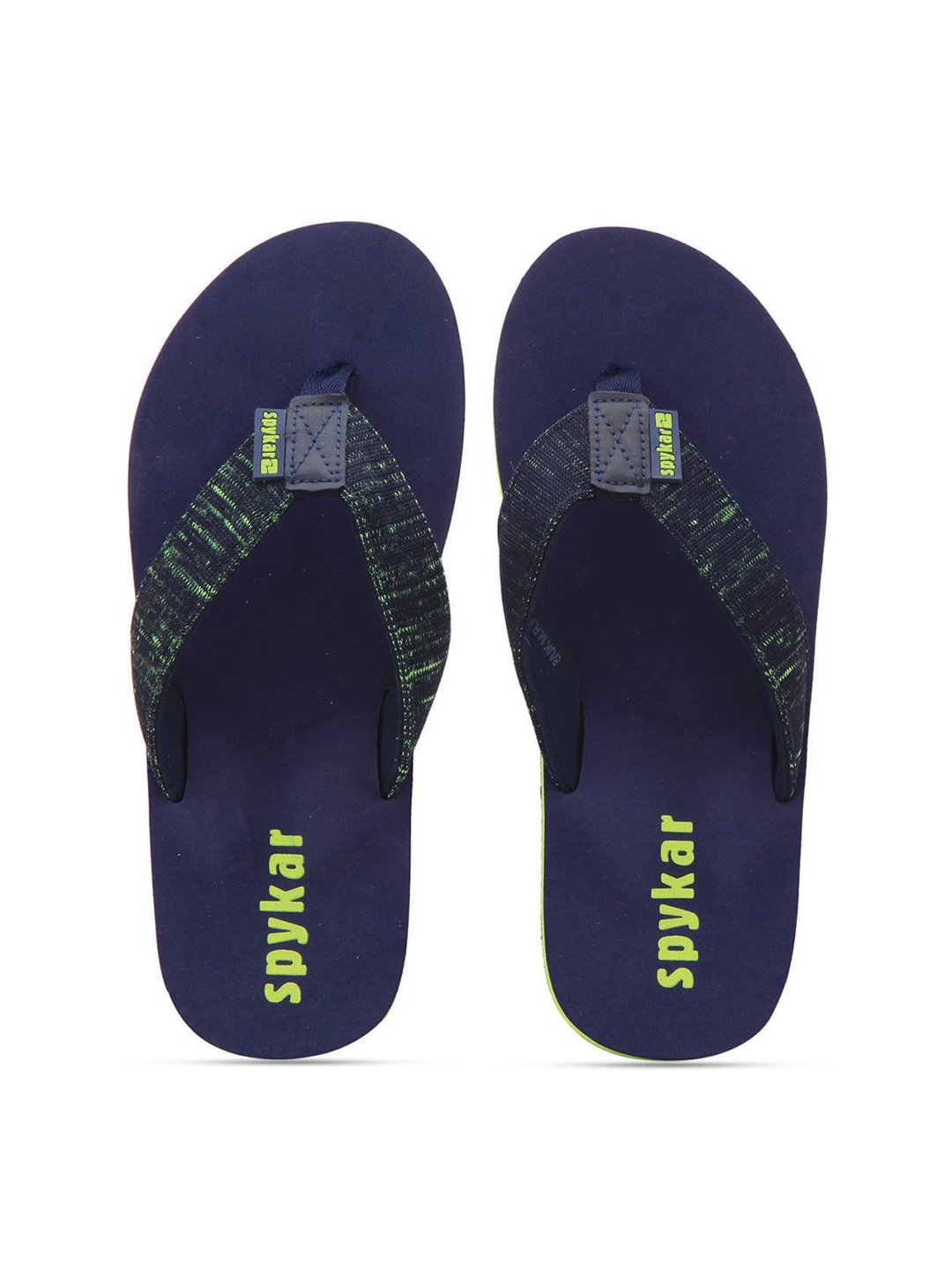 

SPYKAR Men Navy Blue & Green Rubber Thong Flip-Flops