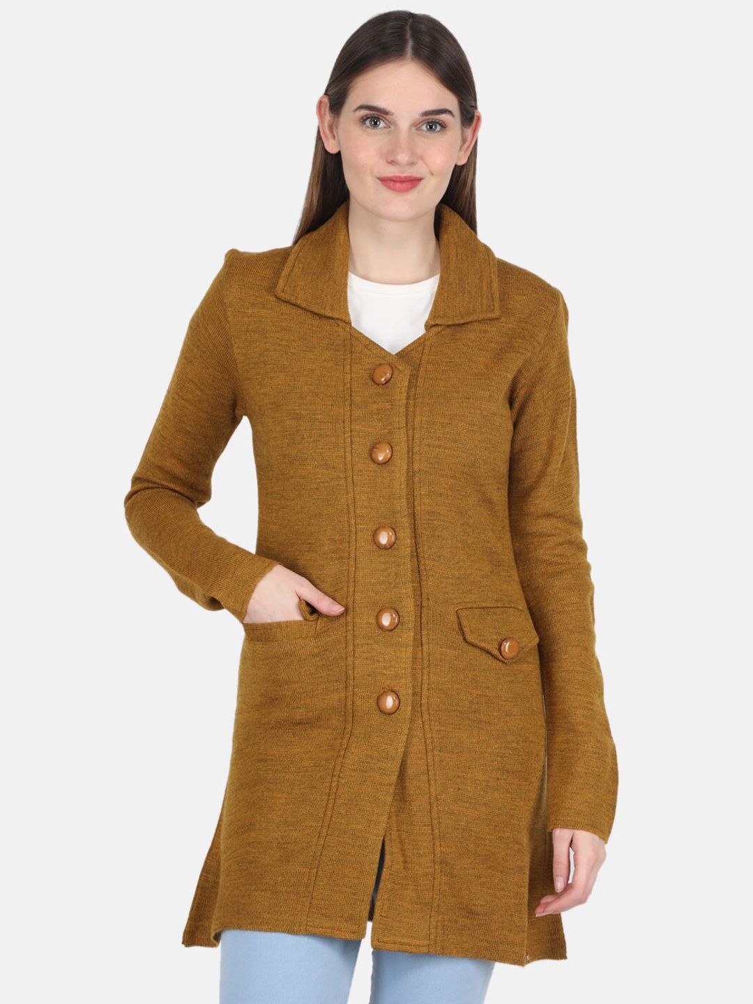 

Monte Carlo Women Mustard Yellow Wool Over Coats