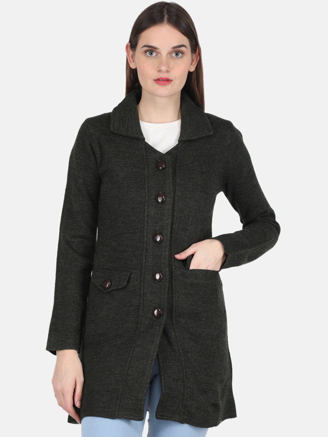 

Monte Carlo Women Plus Size Olive Green Peacoat