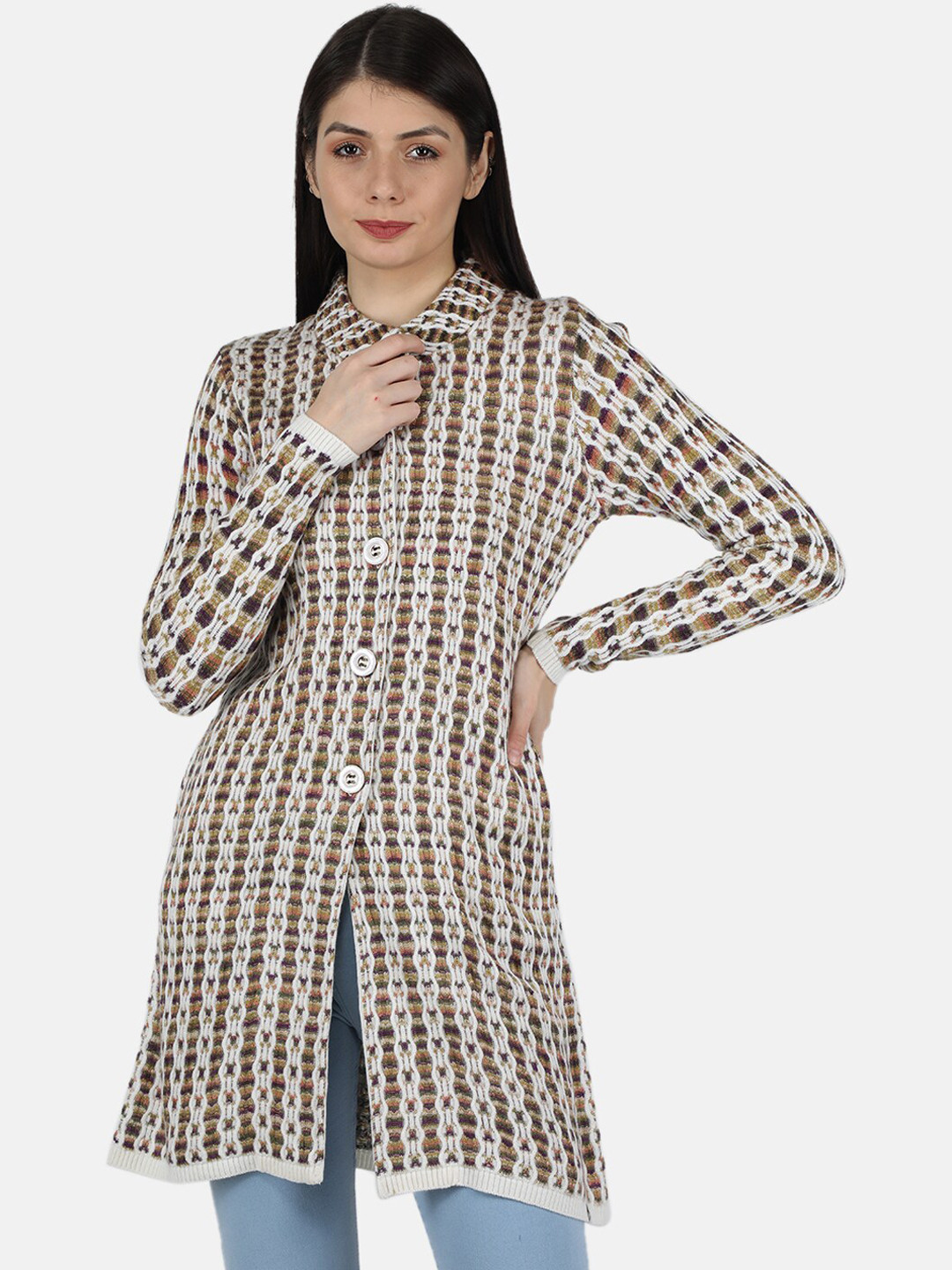 

Monte Carlo Women White Longline PeaCoat