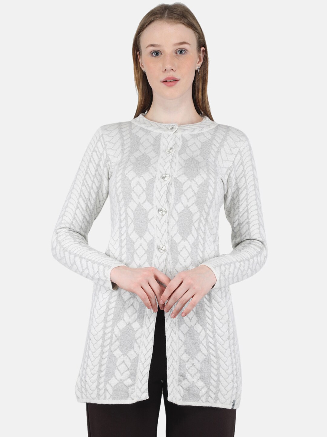 

Monte Carlo Women White Printed Pea Coats