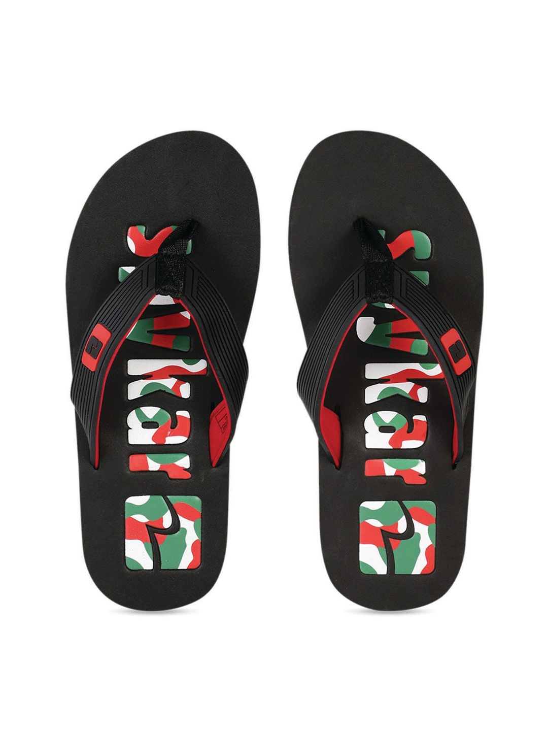 

SPYKAR Men Black & Red Printed Rubber Thong Flip-Flops