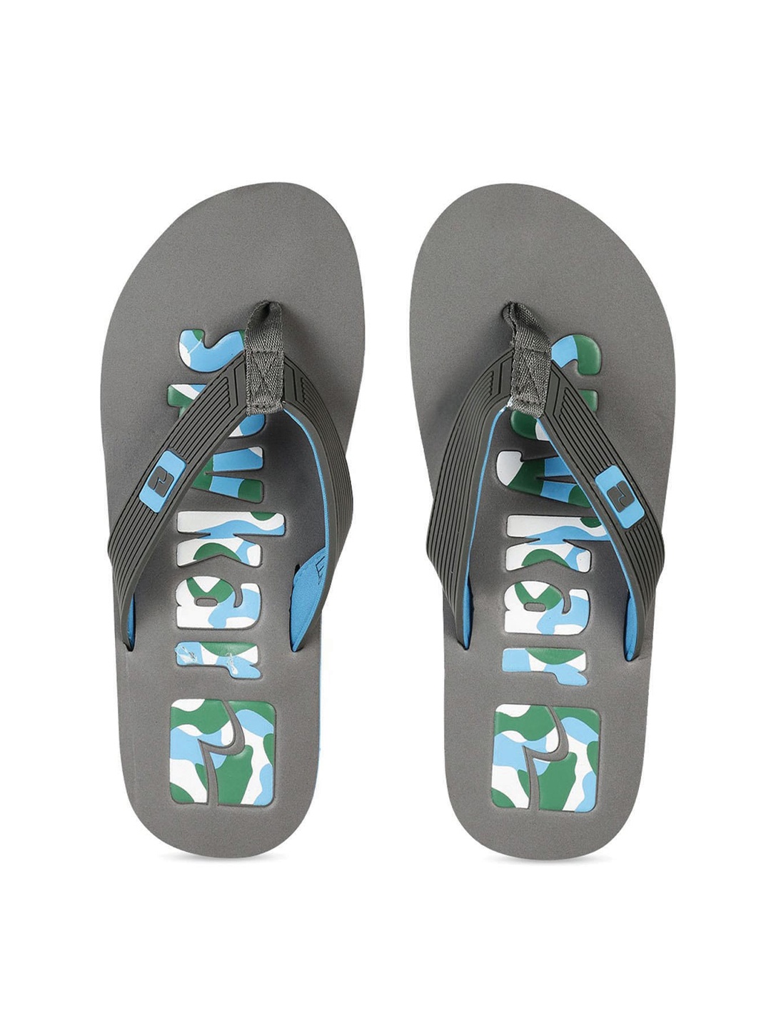 

SPYKAR Men Grey & Blue Printed Rubber Thong Flip-Flops