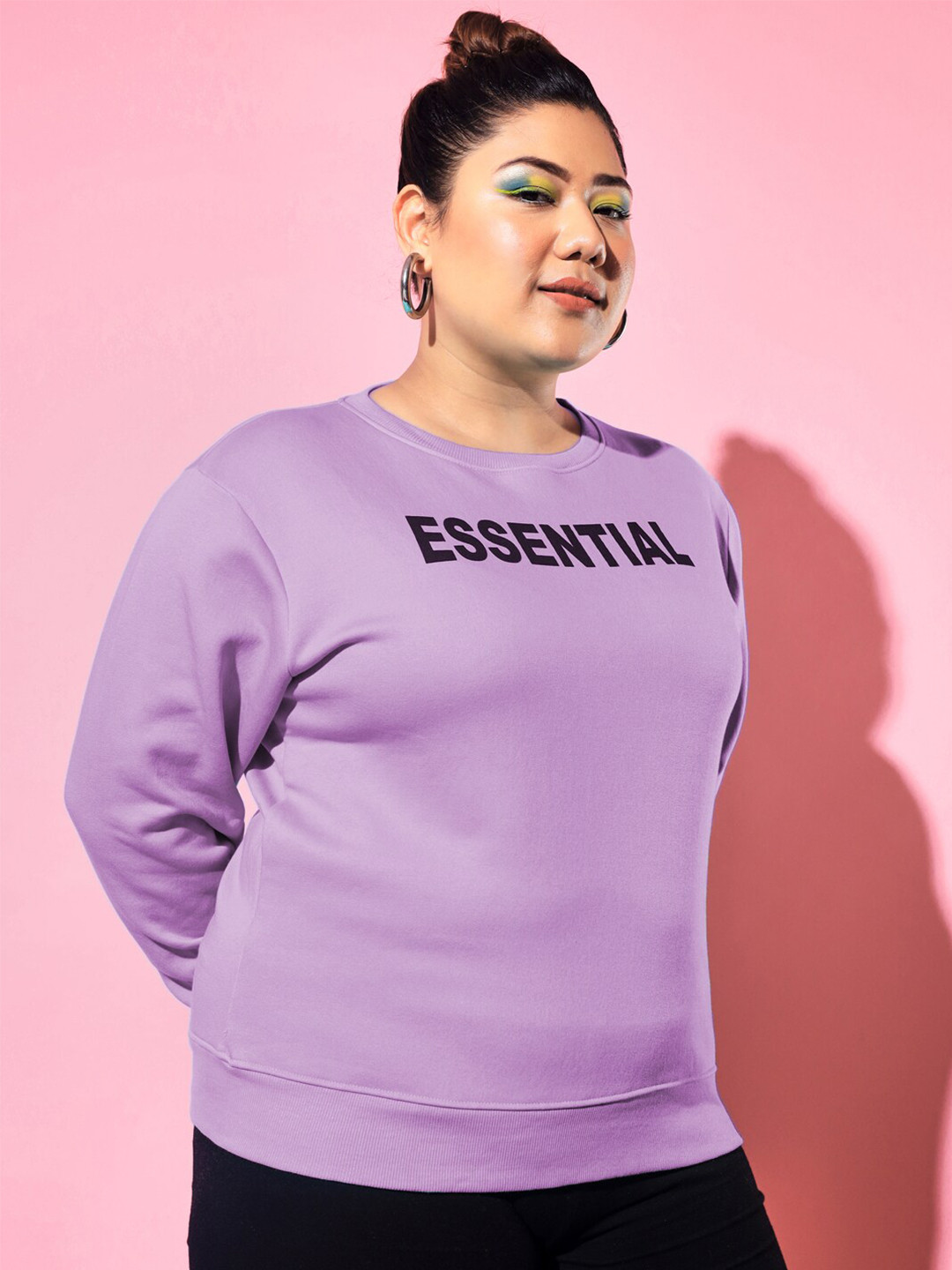 

BEYOUND SIZE - THE DRY STATE Women Pink Printed Fleece Sweatshirt