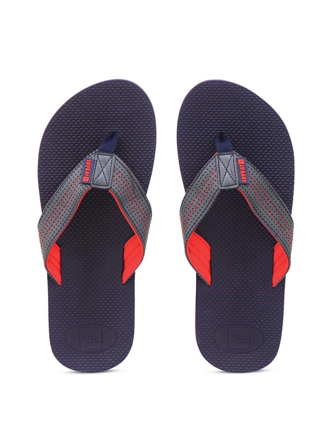 

SPYKAR Men Navy Blue & Red Rubber Thong Flip-Flops