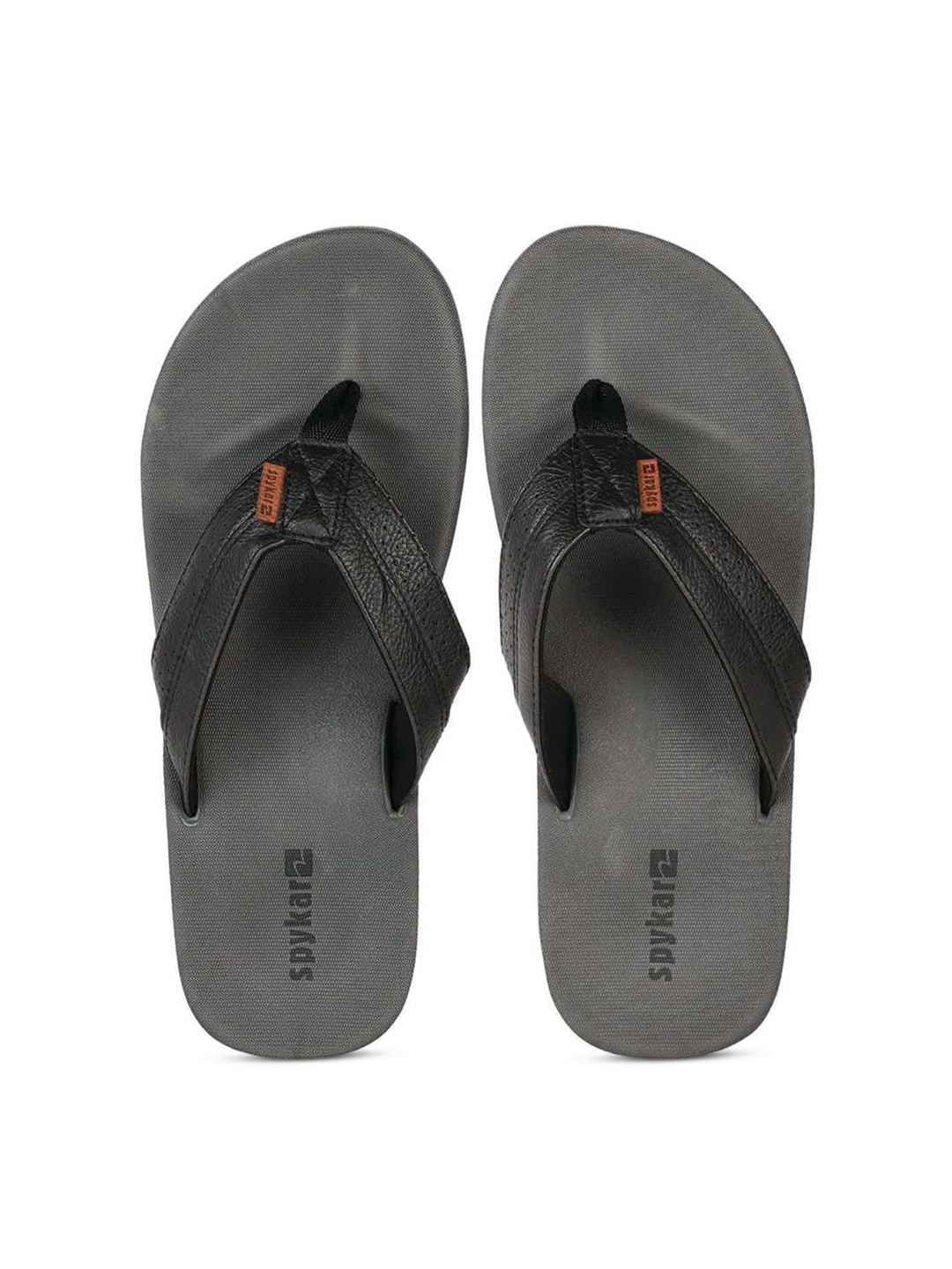 

SPYKAR Men Grey & Black Rubber Thong Flip-Flops