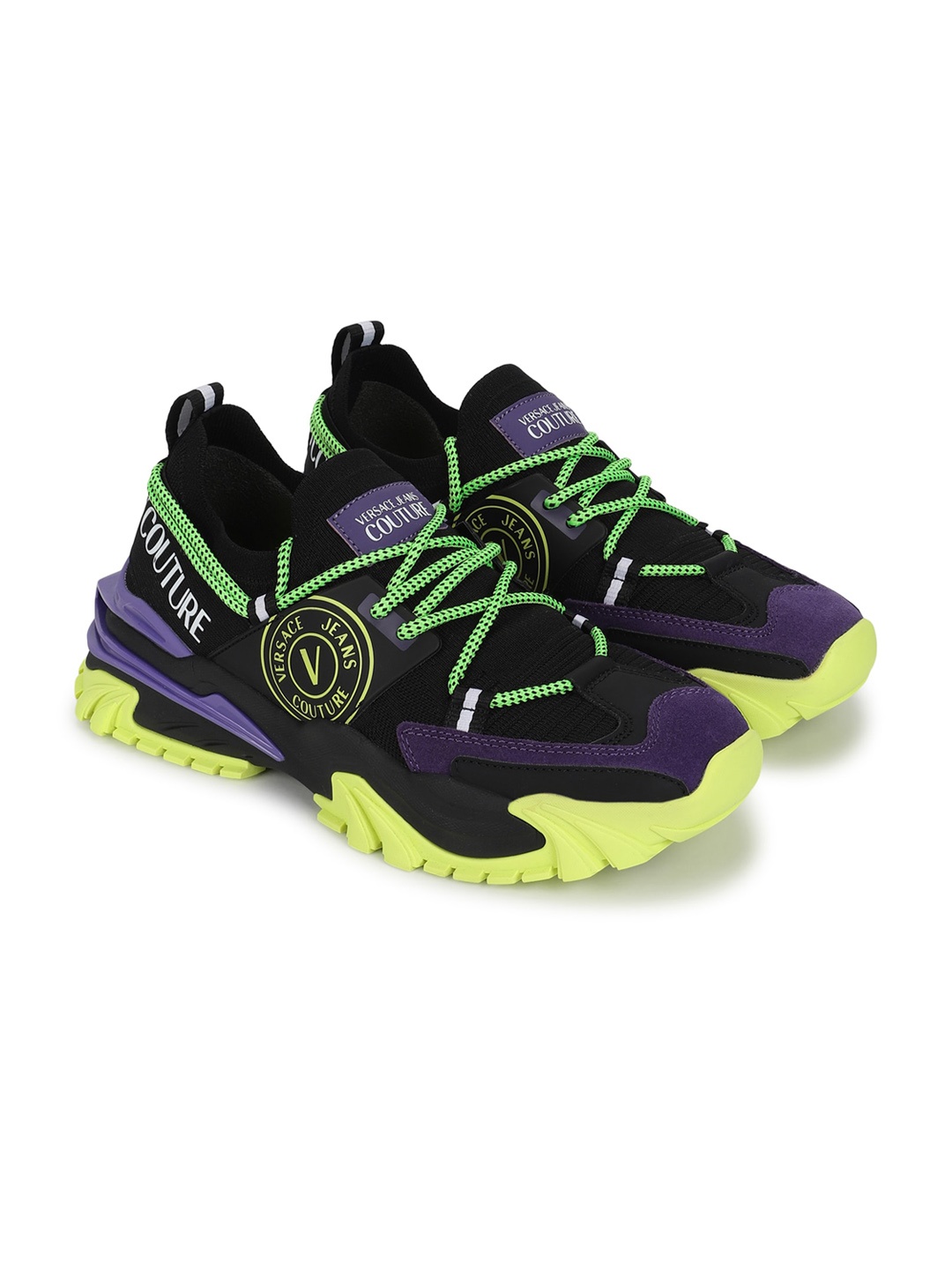 

Versace Jeans Couture Men Black Colourblocked Sneakers