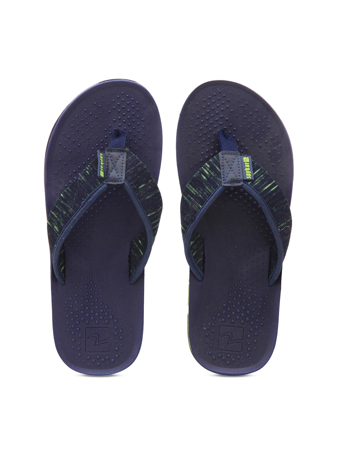 

SPYKAR Men Navy Blue & Green Rubber Thong Flip-Flops