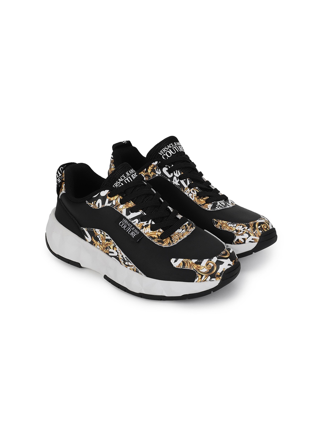 

Versace Jeans Couture Women Black Printed Leather Sneakers