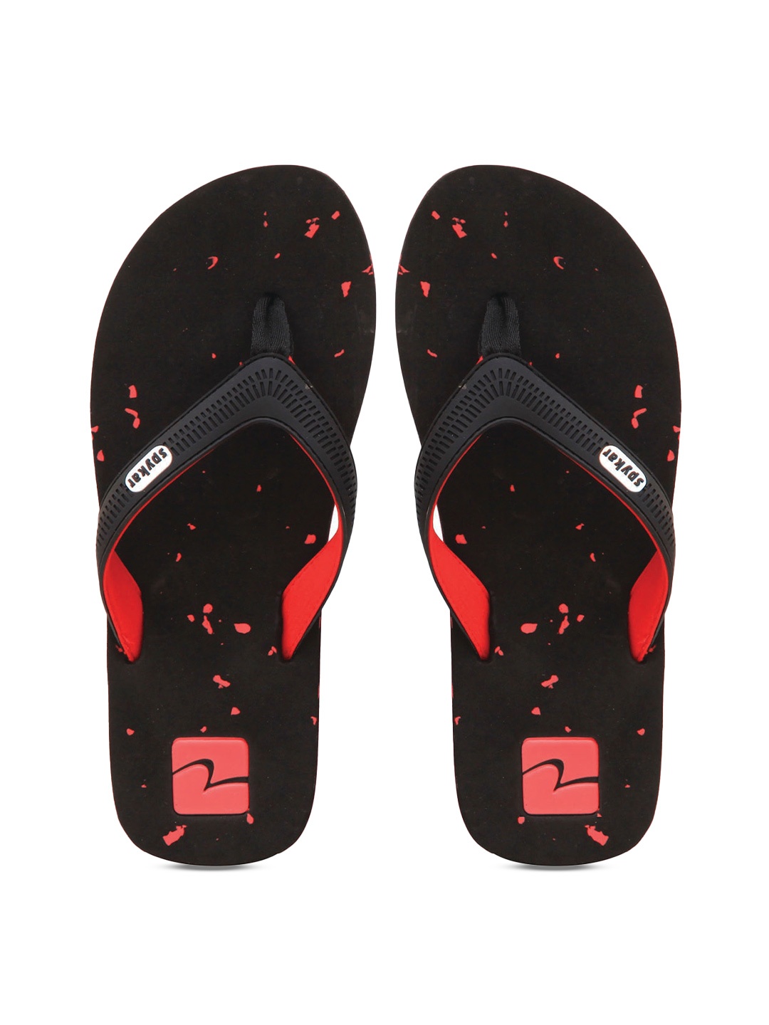 

SPYKAR Men Black & Red Printed Rubber Thong Flip-Flops