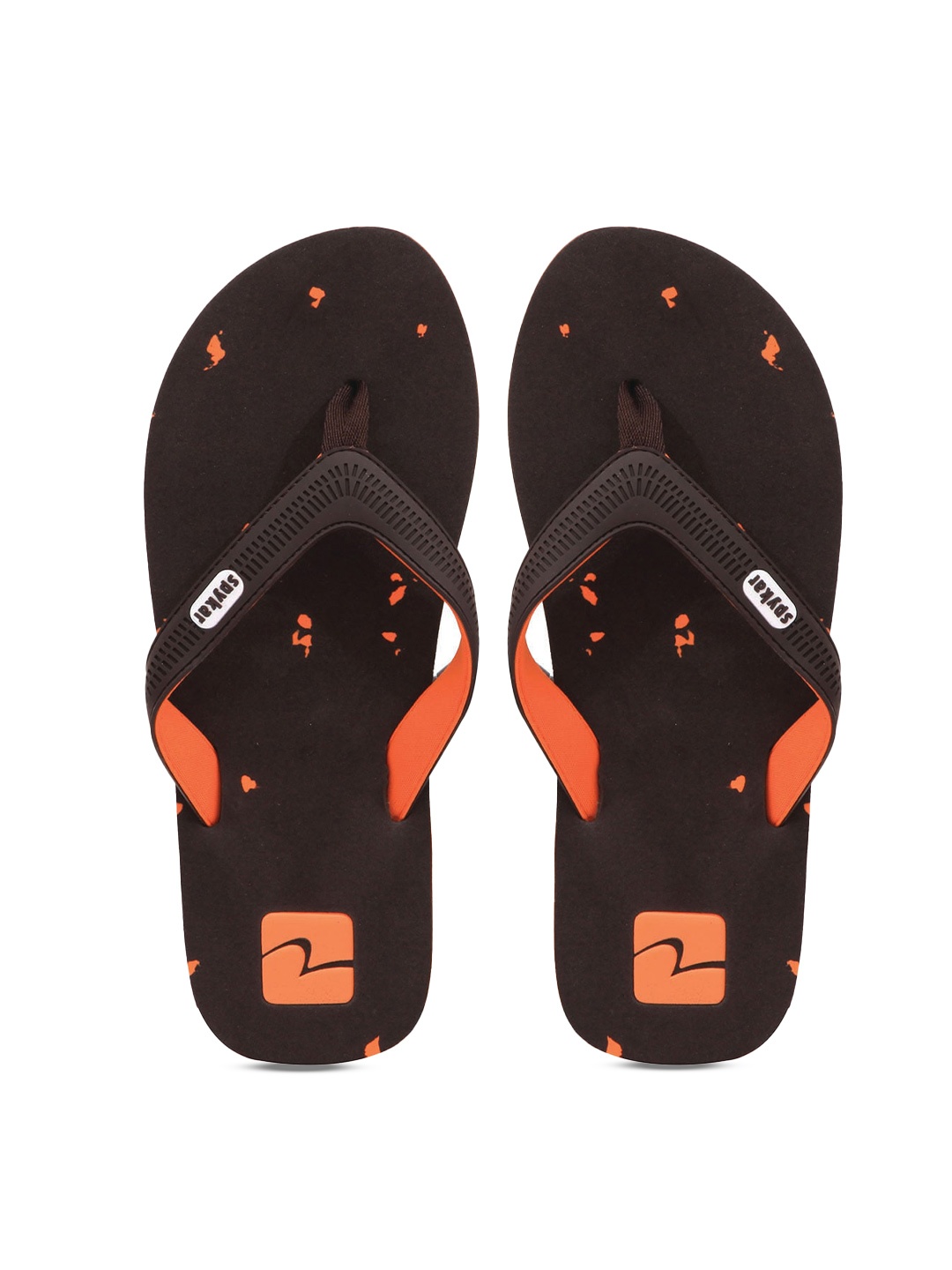 

SPYKAR Men Brown & Orange Printed Rubber Thong Flip-Flops