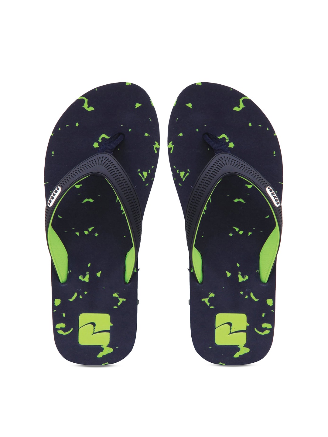 

SPYKAR Men Navy Blue & Green Printed Rubber Thong Flip-Flops