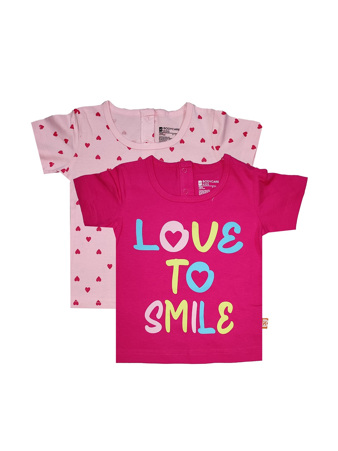 

Bodycare Kids Girls Pack of 2 Pink Typography Printed Cotton T-shirt