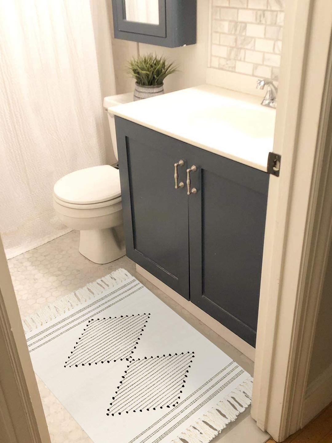 

THE little BIG STORE Off White Printed Pure Cotton Floor Mats & Dhurries