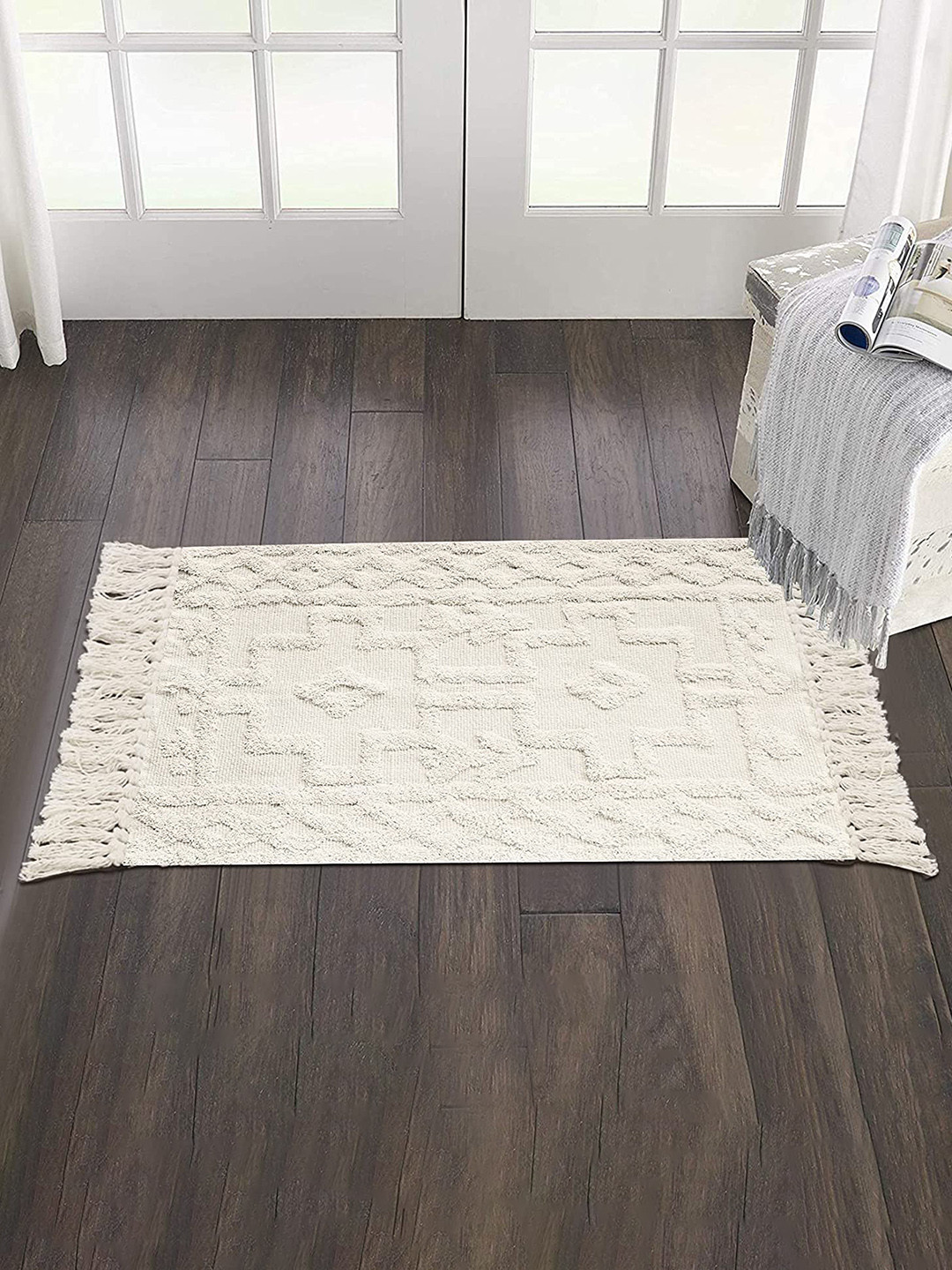 

THE little BIG STORE Off White Geometric Cotton Floor Dhurries
