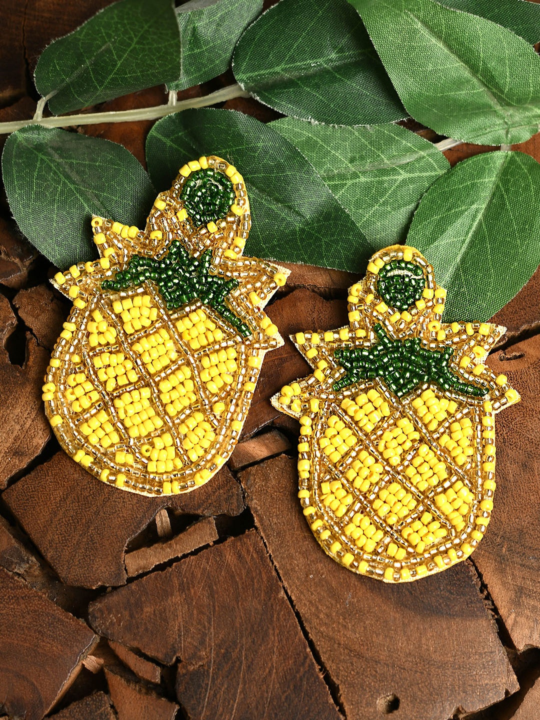 

Ratfanee Yellow & Green Contemporary Studs Earrings