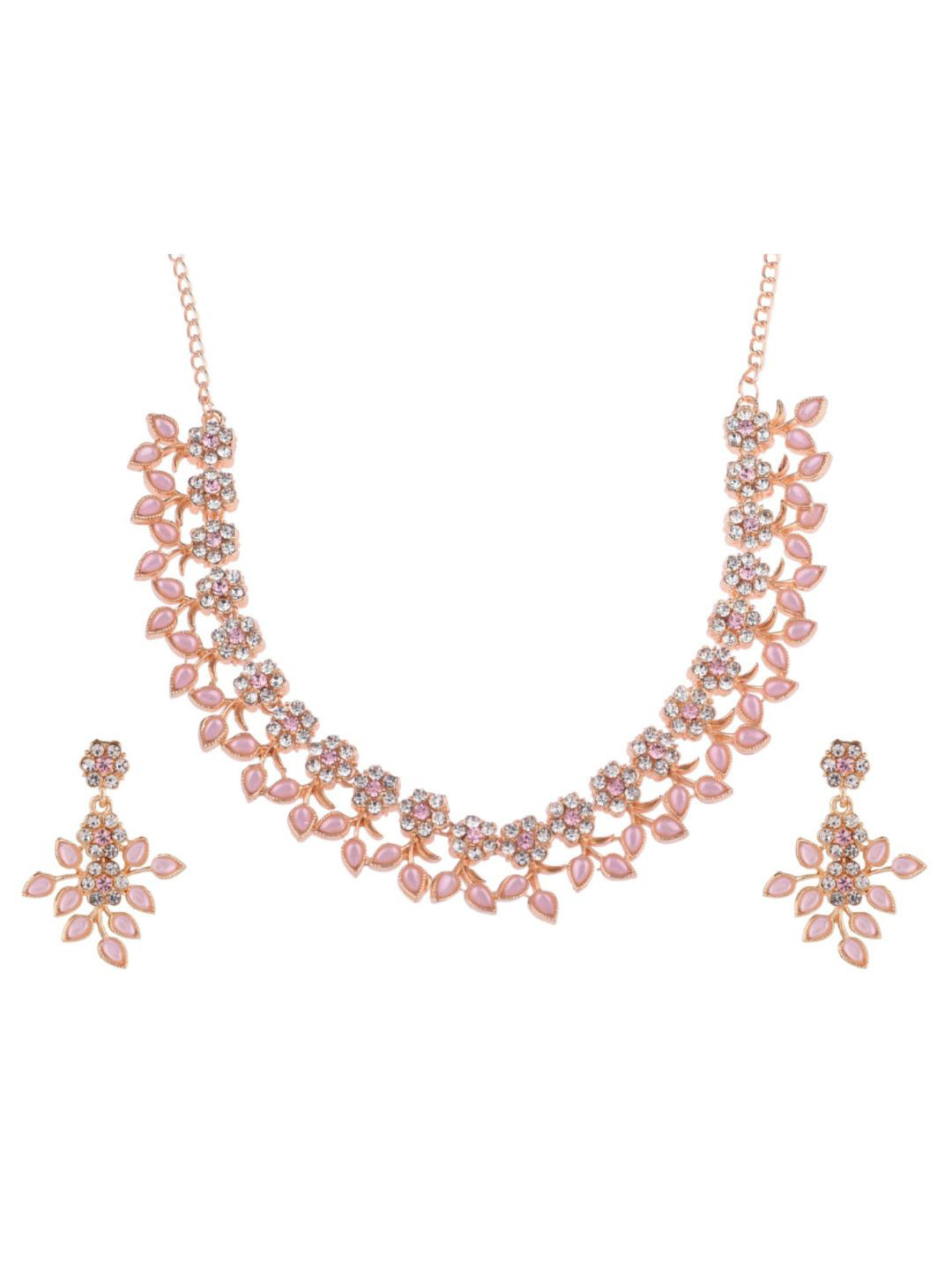 

Efulgenz Gold -Plated Pink Crystal Stone Studded Alloy Jewellery Set