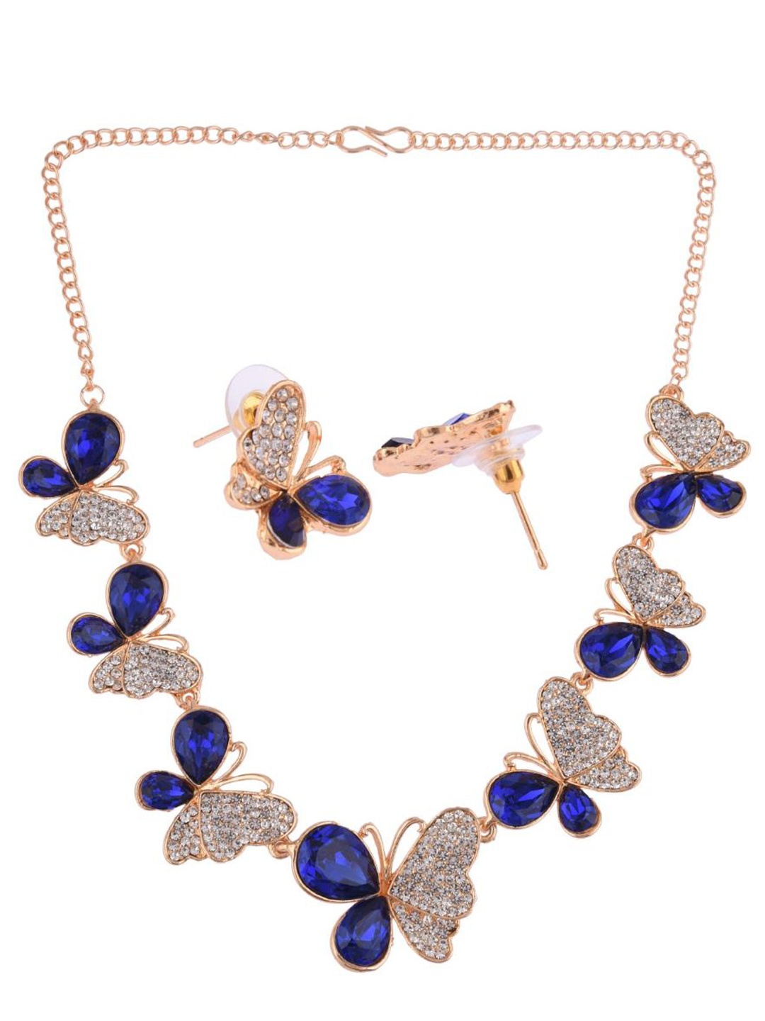 

Efulgenz Women Blue & White Gold-Plated Crystal Studded Necklace and Earrings
