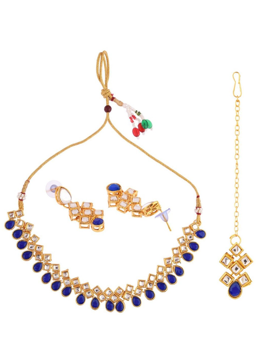 

Efulgenz Women Blue & White Gold-Plated Crystal Studded Jewellery Set