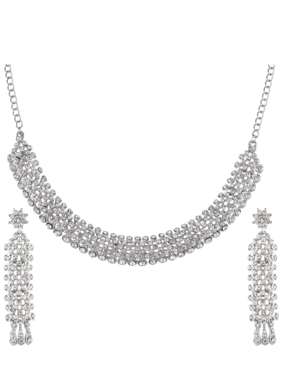 

Efulgenz Women White & Silver-Toned Rhodium-Plated Jewellery Set