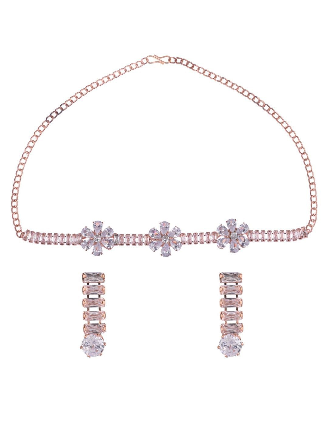 

Efulgenz Women White & Gold-Plated CZ Studded Jewellery Set