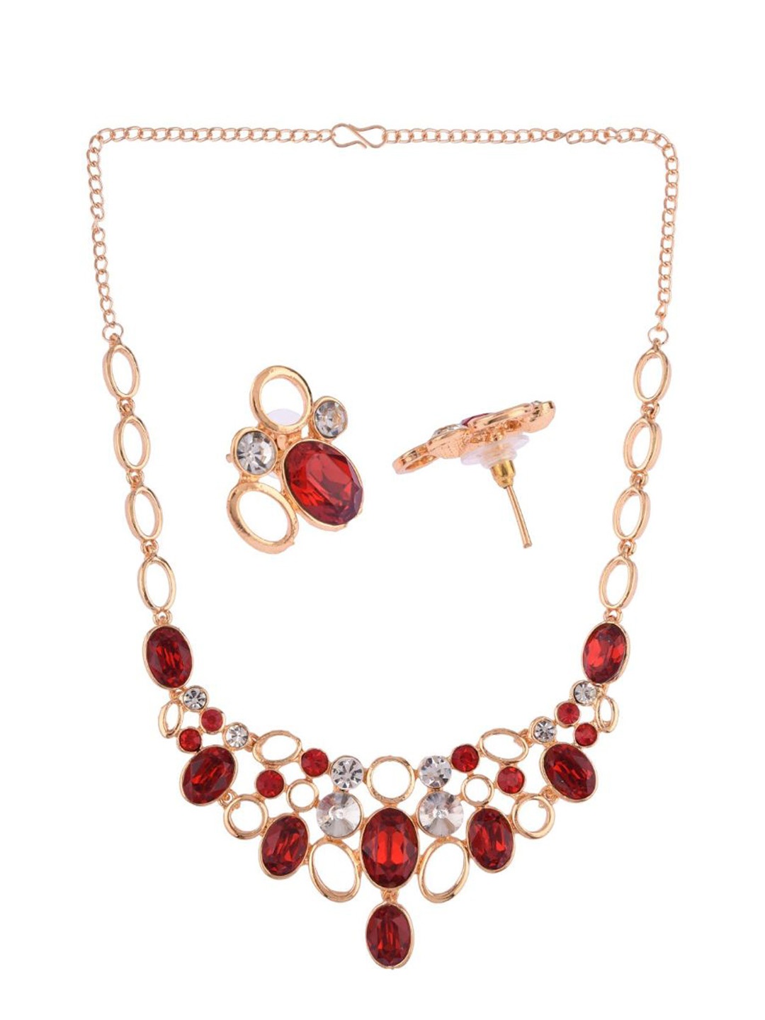 

Efulgenz Red & Gold-Toned Crystals Studded Gold-Plated Jewellery Set