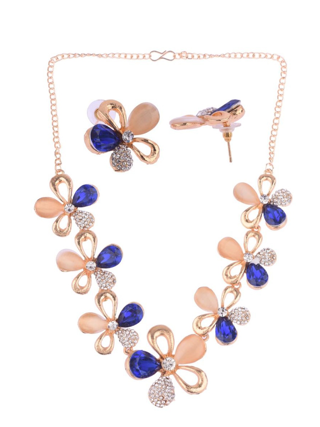 

Efulgenz Women Gold-Plated Blue Crystal Stone-Studded Jewellery Set