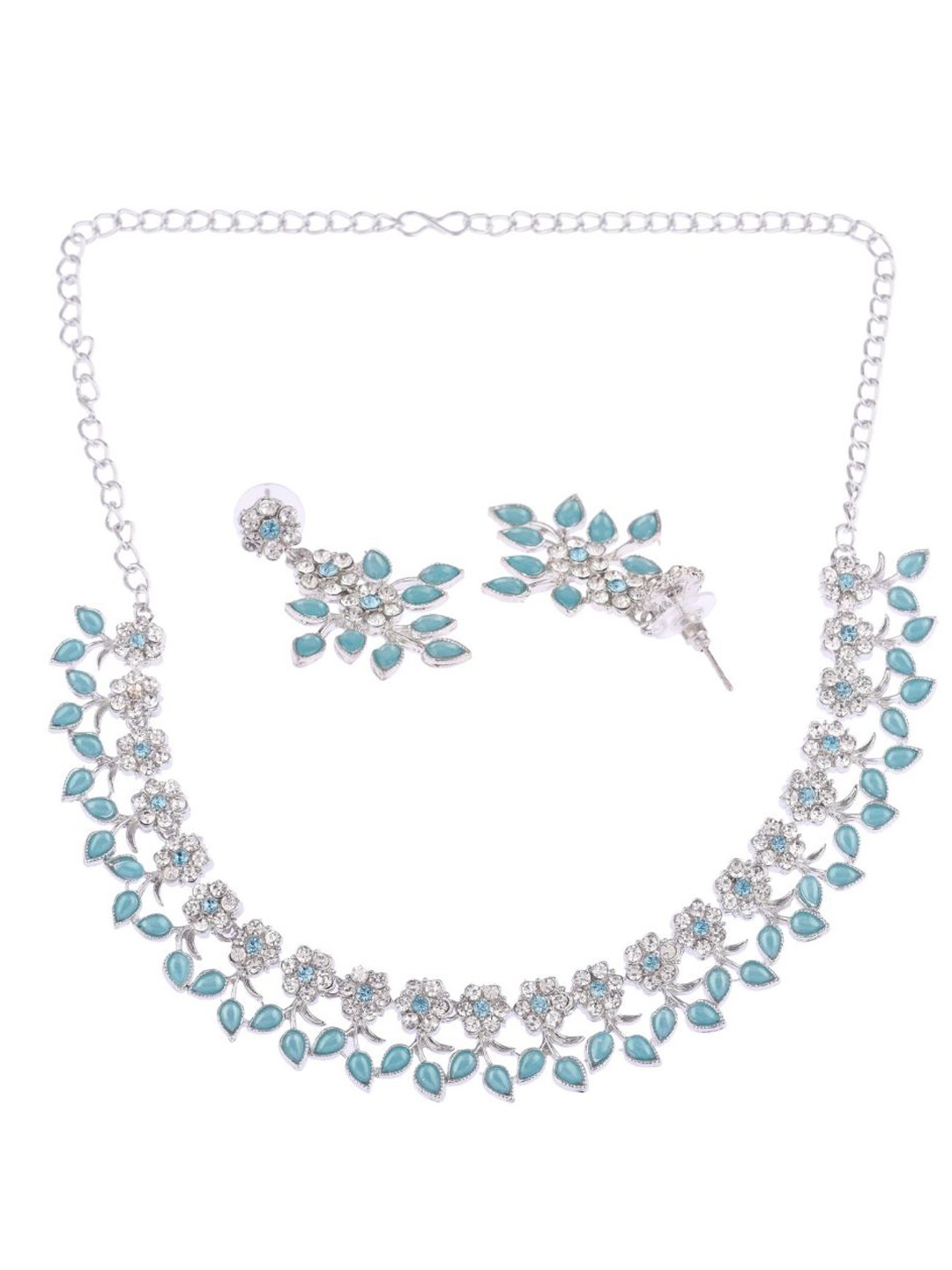 

Efulgenz Women Blue & White Crystal-Studded Jewellery Set