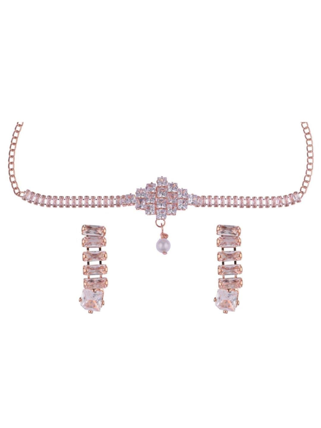 

Efulgenz Gold-Plated White CZ-Studded Jewellery Set