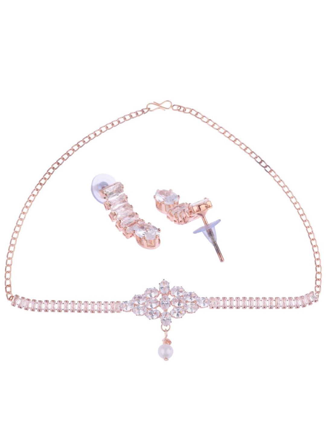 

Efulgenz Gold-Plated White CZ-Studded & Beaded Jewellery Set
