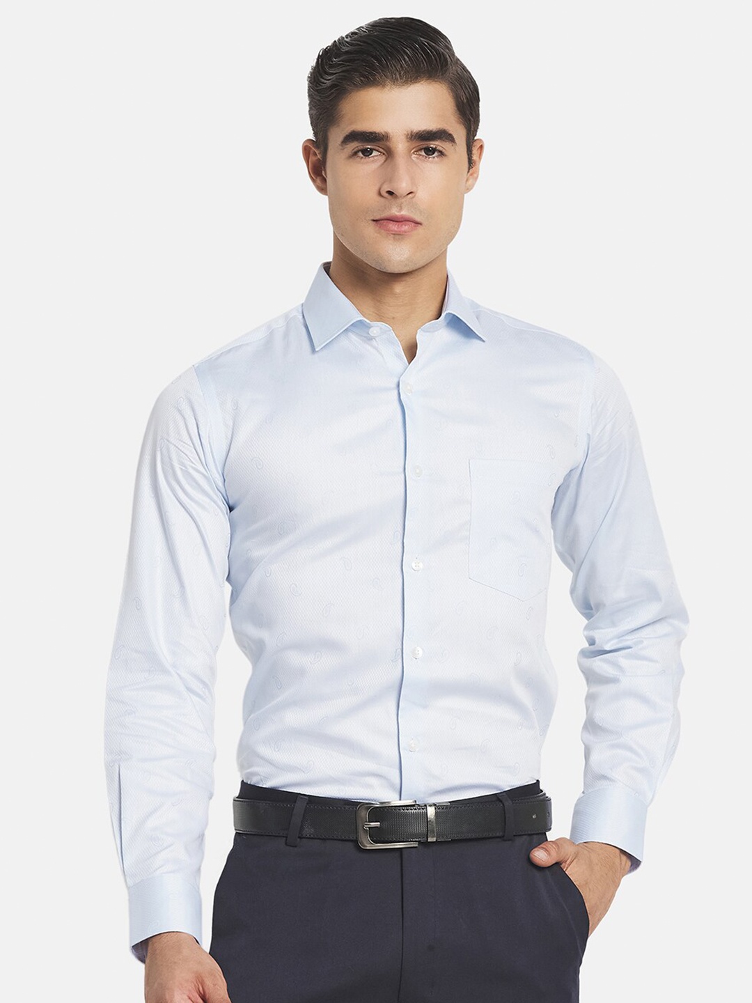 

Monte Carlo Men Blue Cotton Formal Shirt