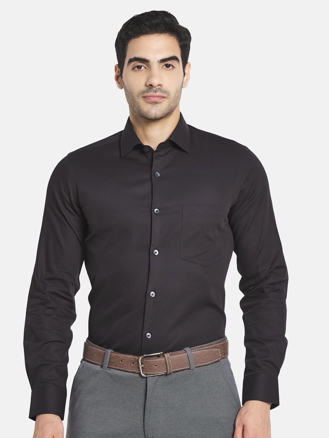 

Monte Carlo Men Black Cotton Formal Shirt