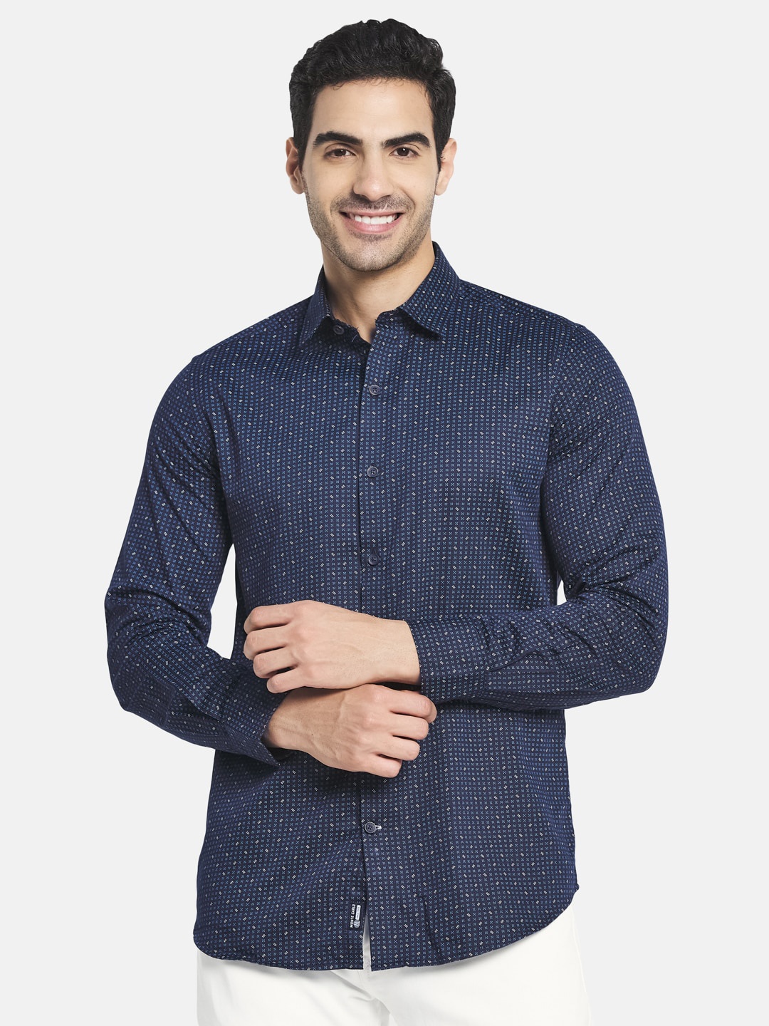 

Monte Carlo Men Printed Casual Cotton Shirt, Blue