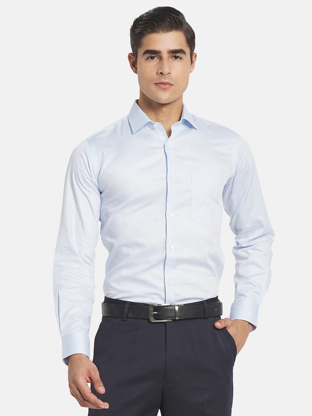 

Monte Carlo Men Blue Cotton Formal Shirt