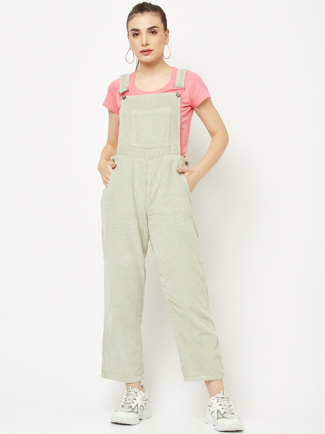 

Crimsoune Club Women Green Straight Pure Cotton Dungarees