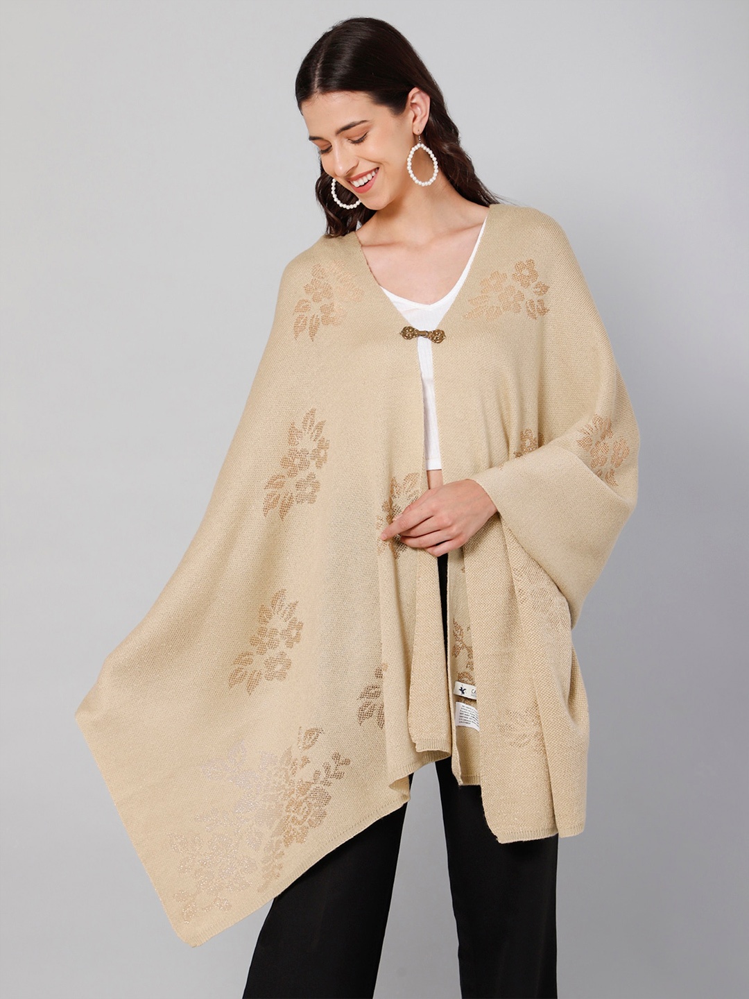 

Cantabil Women Beige Printed Wool Stole