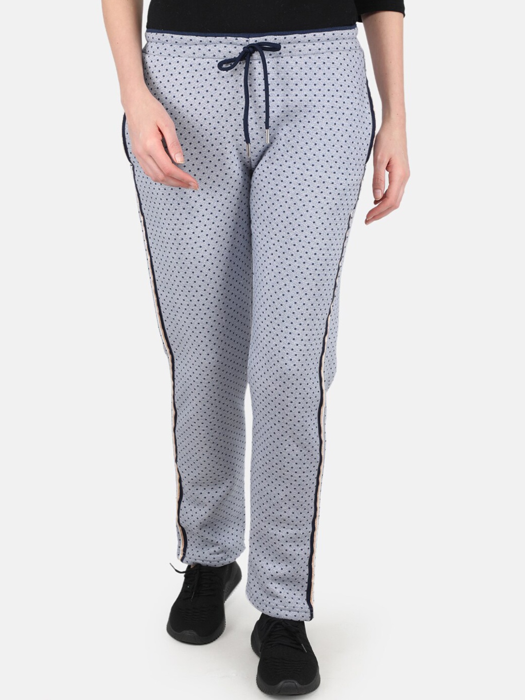 

Monte Carlo Women Black & Bue Printed Track Pant, Grey