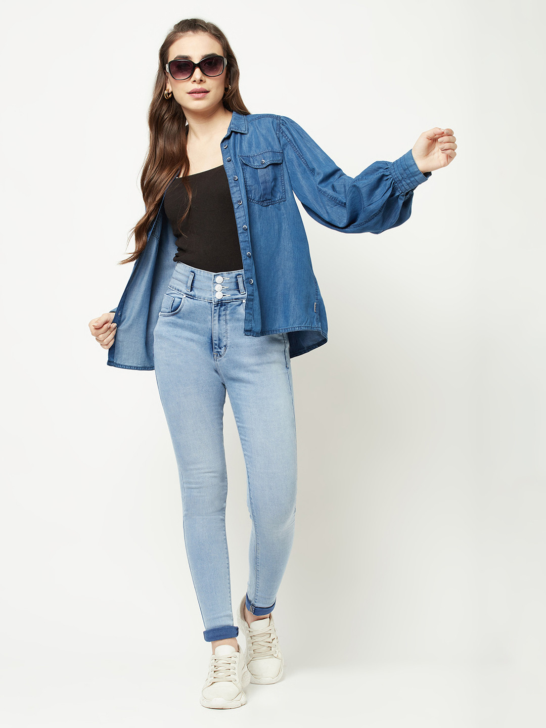

Crimsoune Club Women Blue Slim Fit Casual Shirt