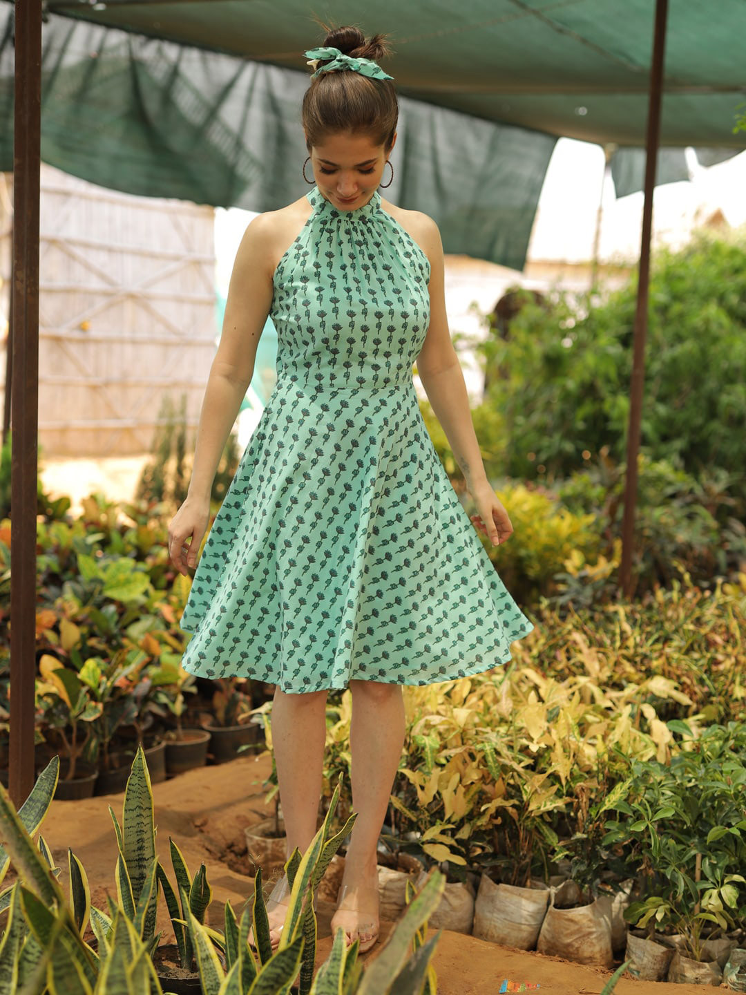 

Twilldor Green Floral Cotton Dress