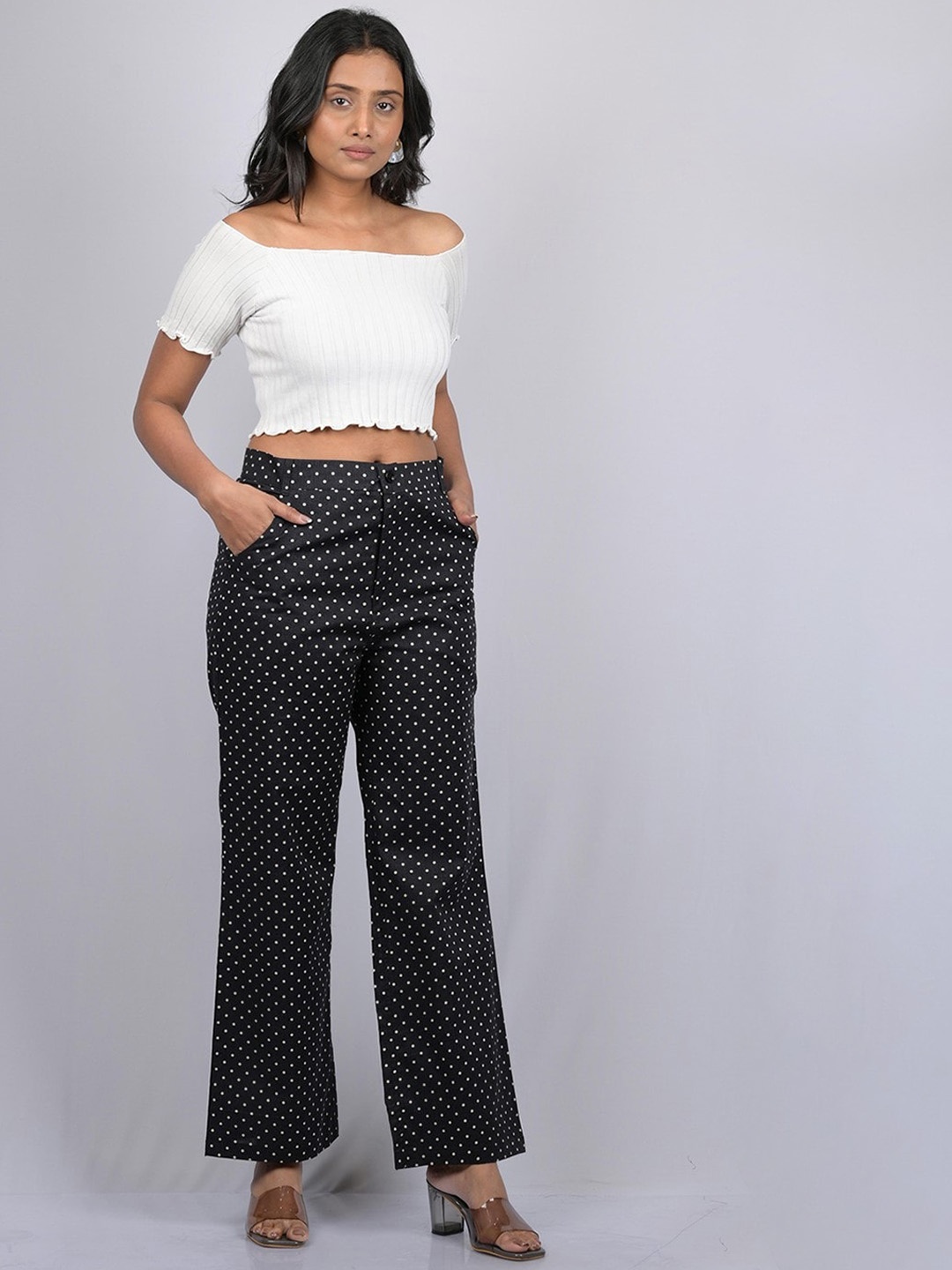 

OWO THE LABEL Women Black Cotton Printed Relaxed Trousers