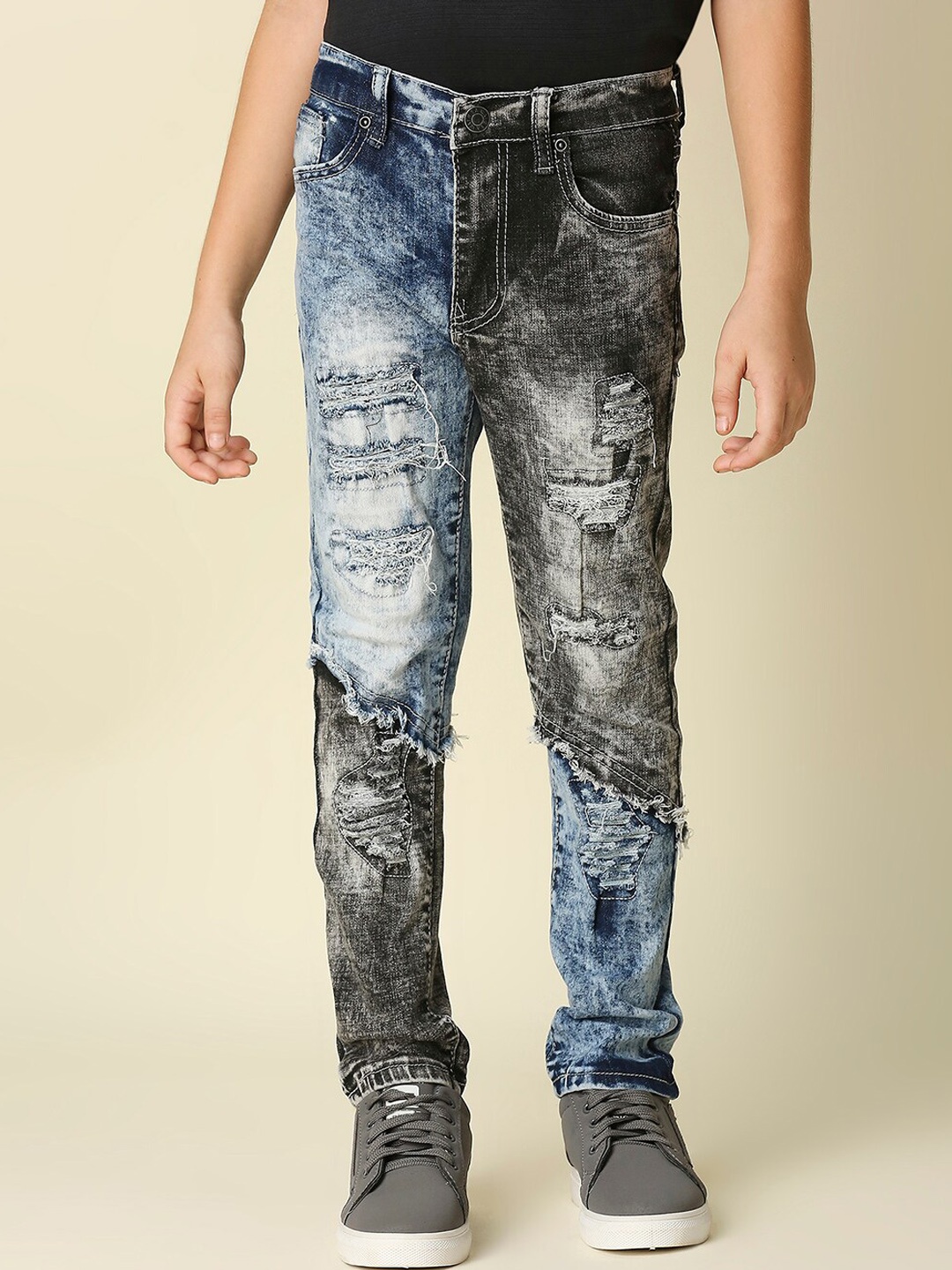

WAIMEA Boys Blue Comfort Highly Distressed Heavy Fade Stretchable Jeans