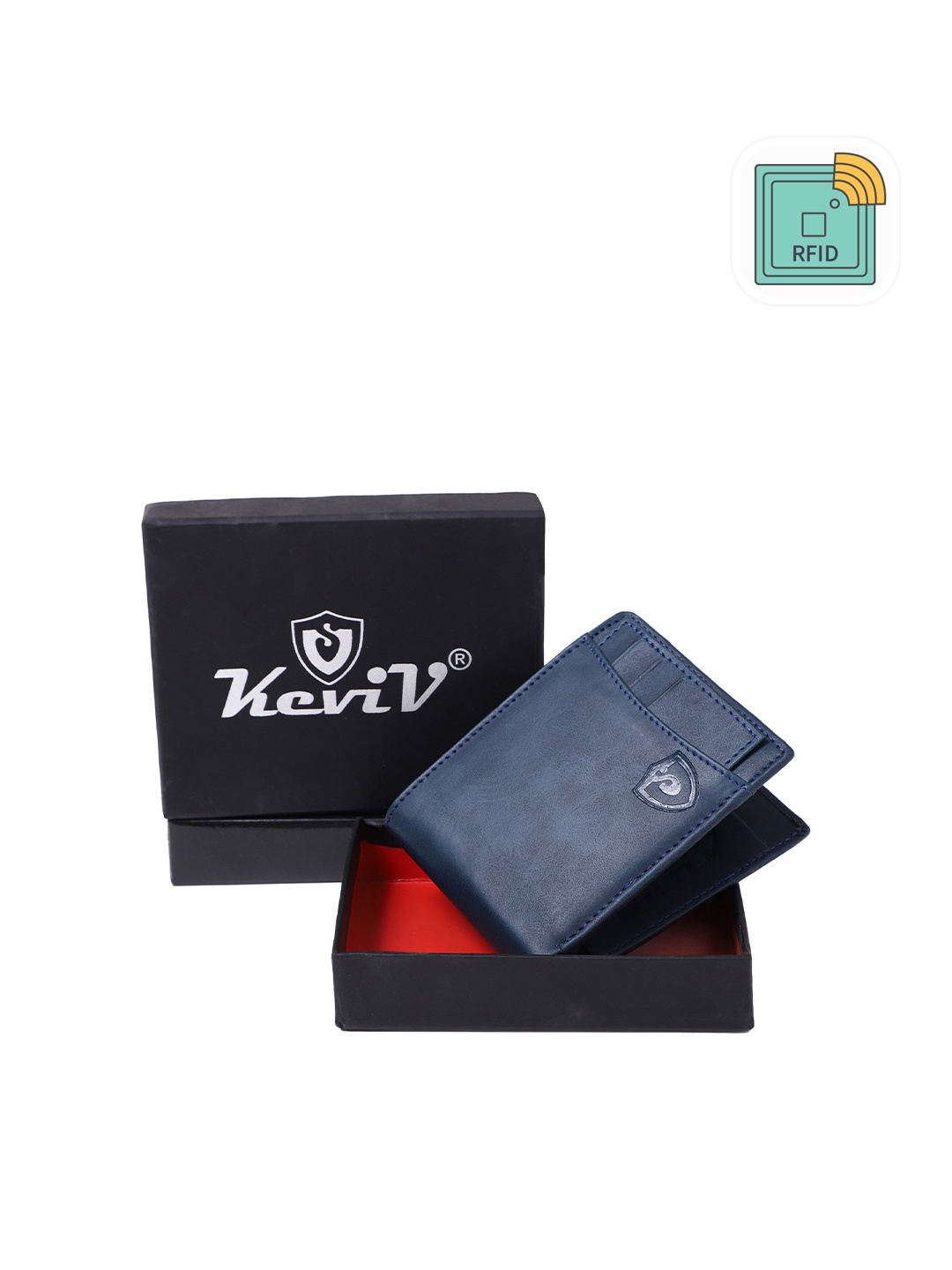 

Keviv Men Blue Leather Two Fold Wallet