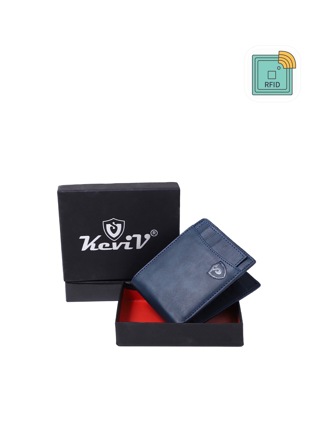 

Keviv Men Blue Leather Two Fold Wallet