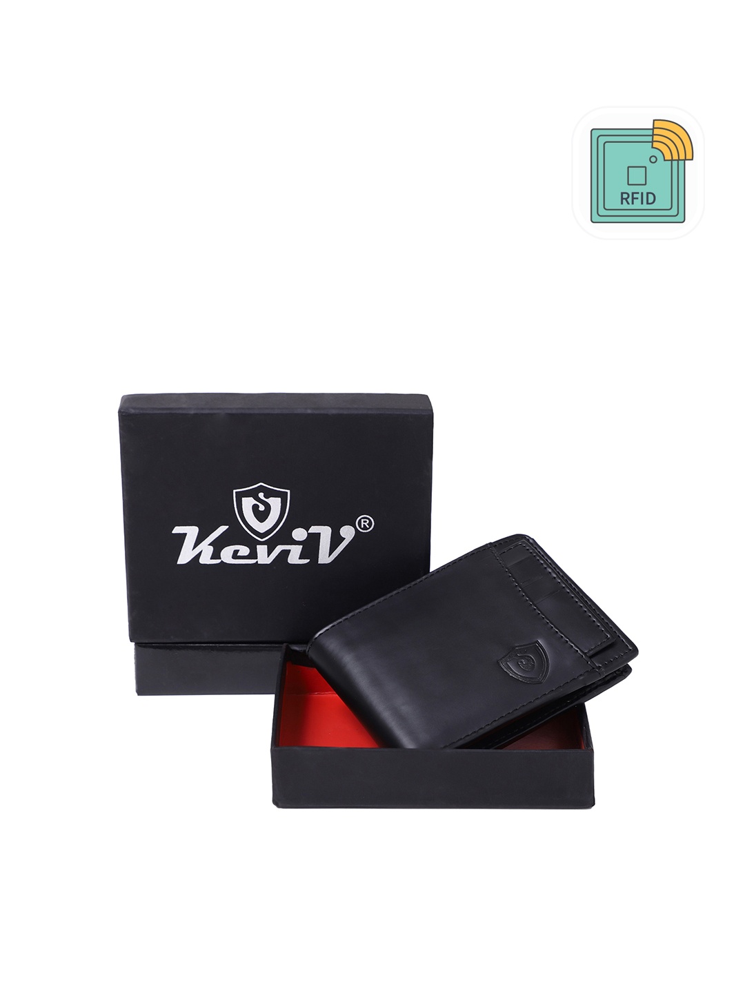 

Keviv Men Black Leather Two Fold Wallet