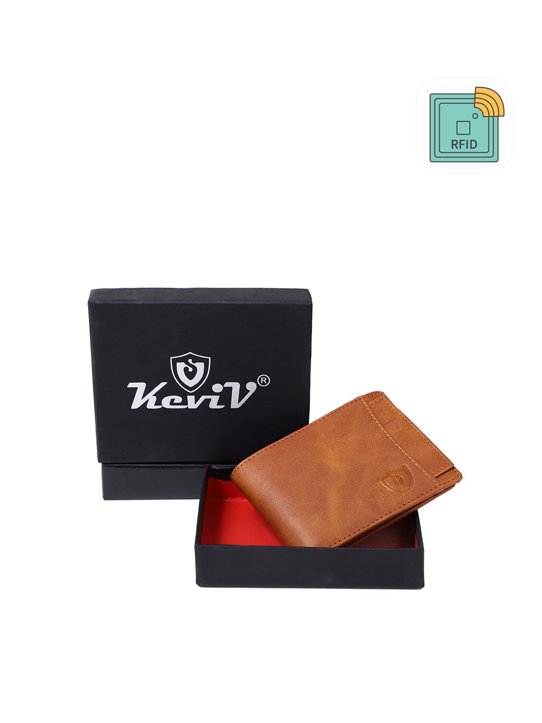 

Keviv Men Tan Leather Two Fold Wallet