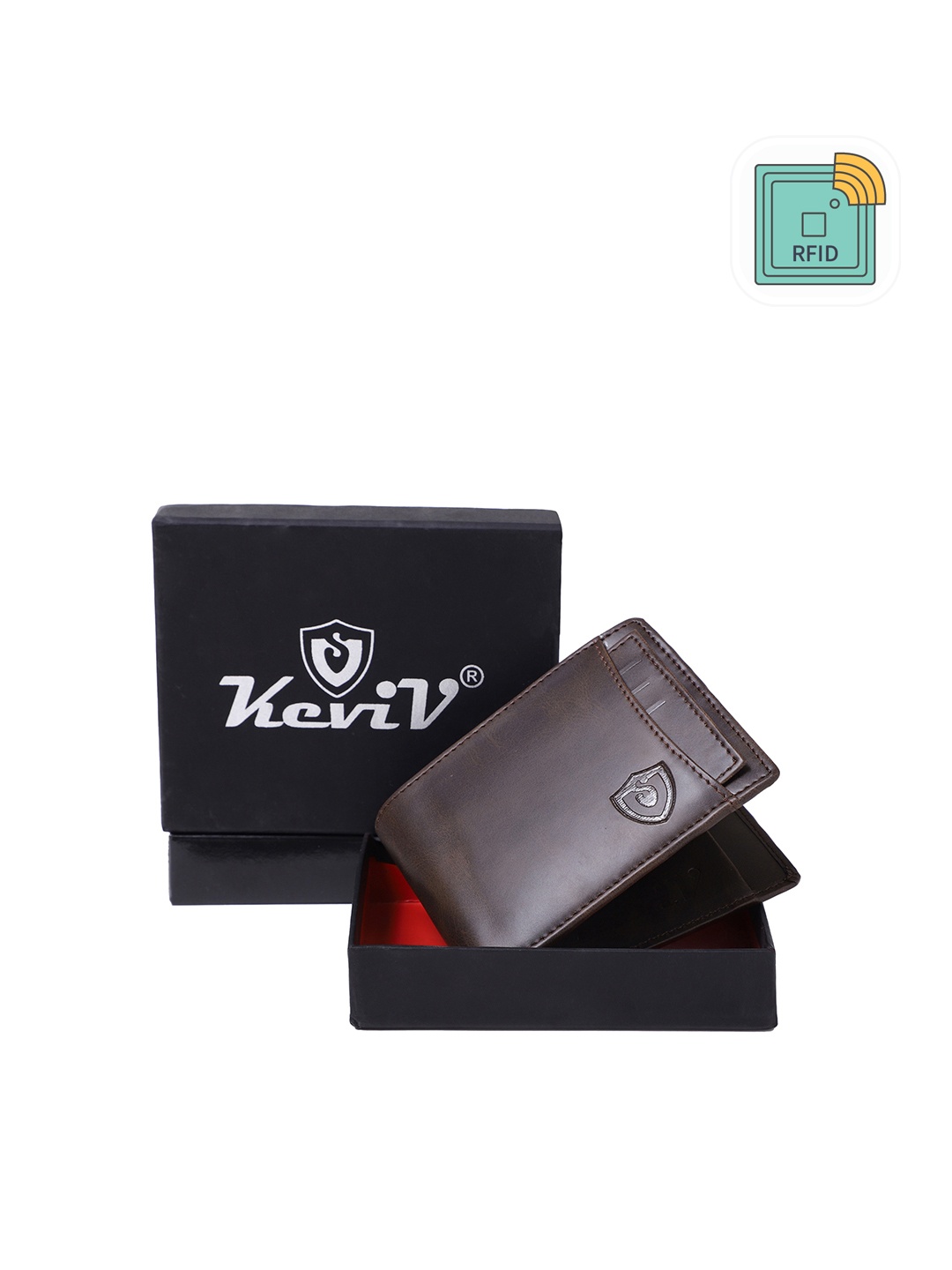 

Keviv Men Brown Leather Two Fold Wallet