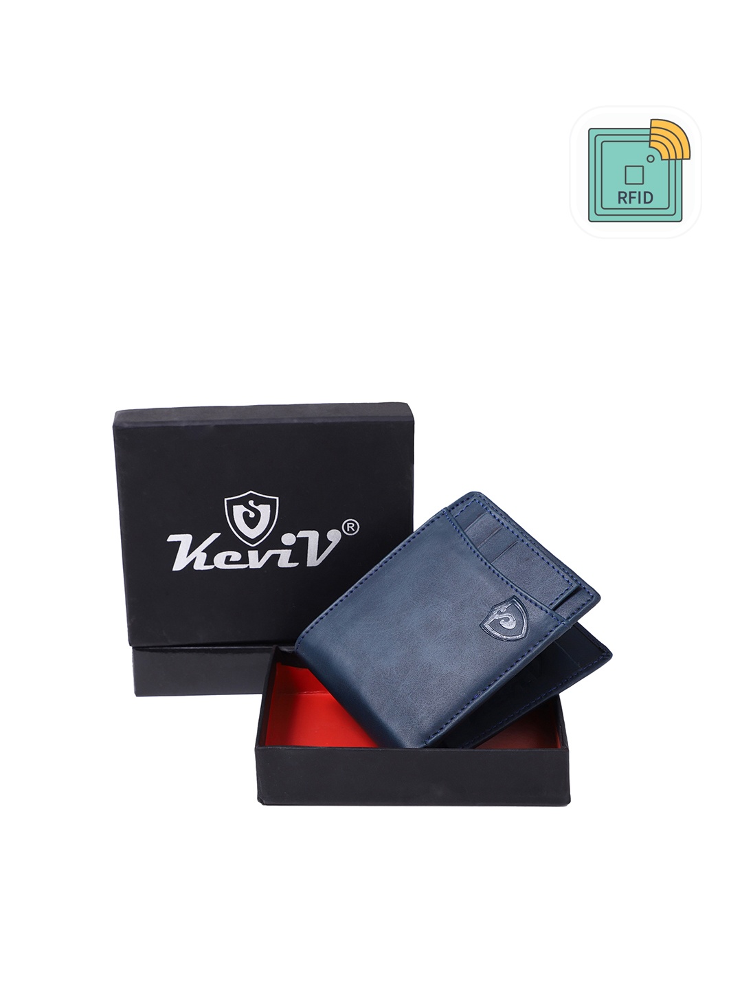 

Keviv Men Blue & Brown Leather Two Fold Wallet