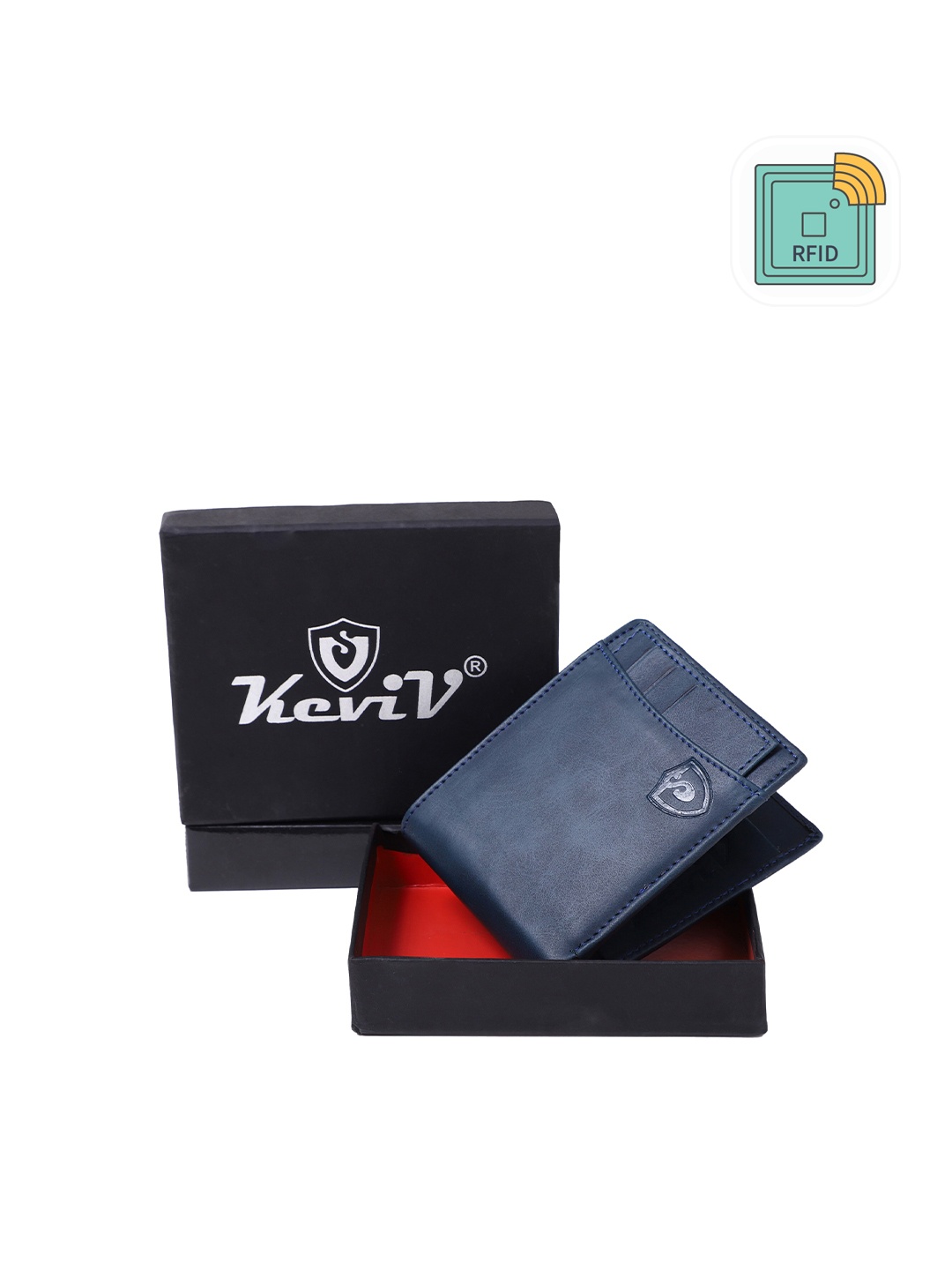 

Keviv Men Blue Leather Two Fold Wallet
