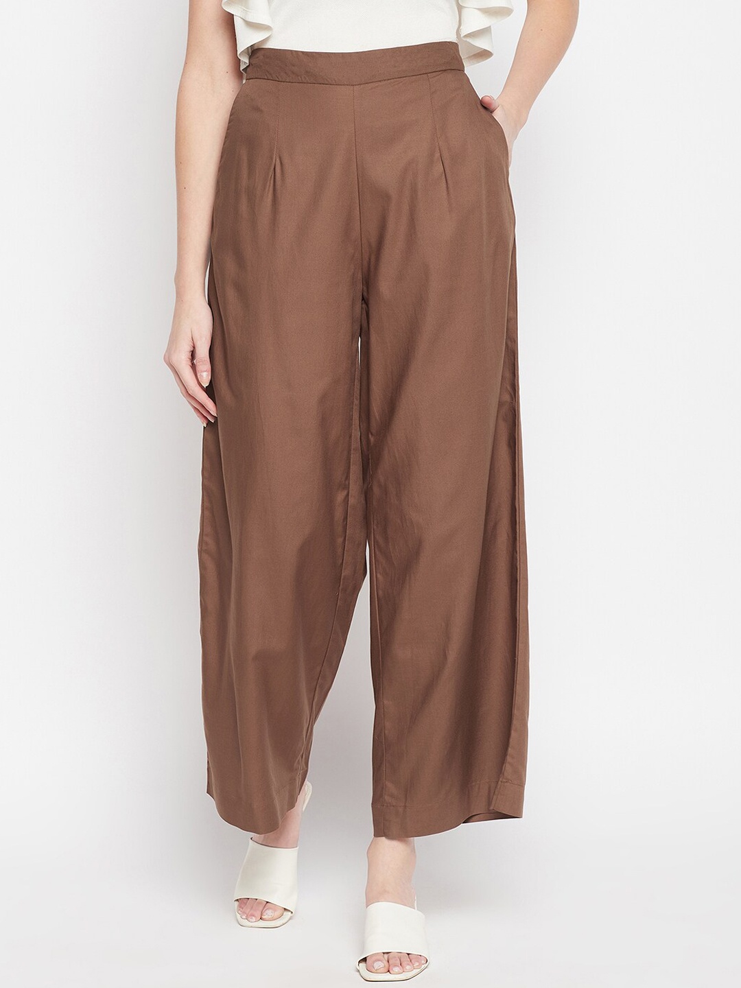 

Cantabil Women Brown Cotton Trousers